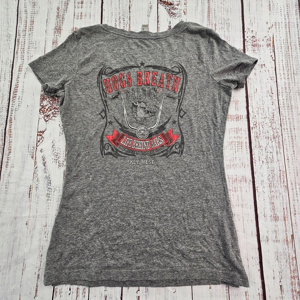 Hog's Breath Saloon Life Behind Bars Gray Short Sleeve T-Shirt Women's M